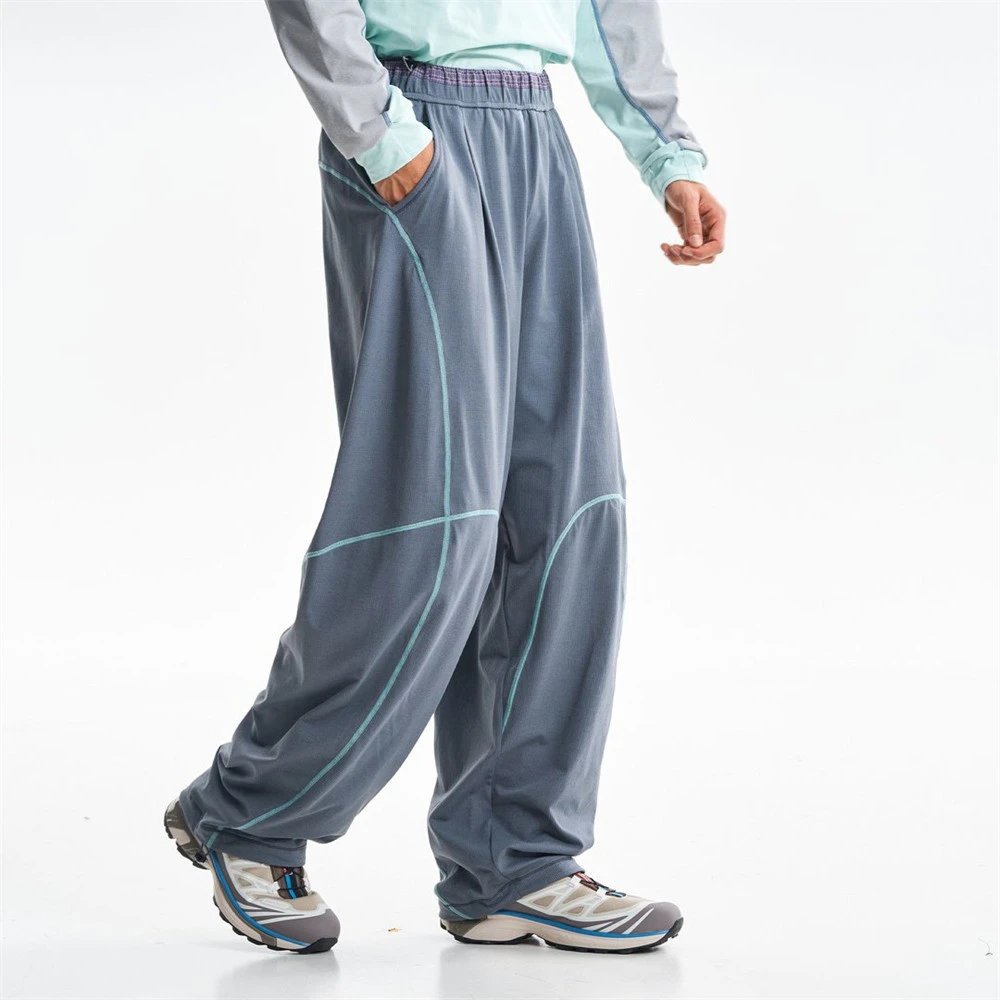 Design Baggy Cargo Pants Purple with Reflective Stitching - 5