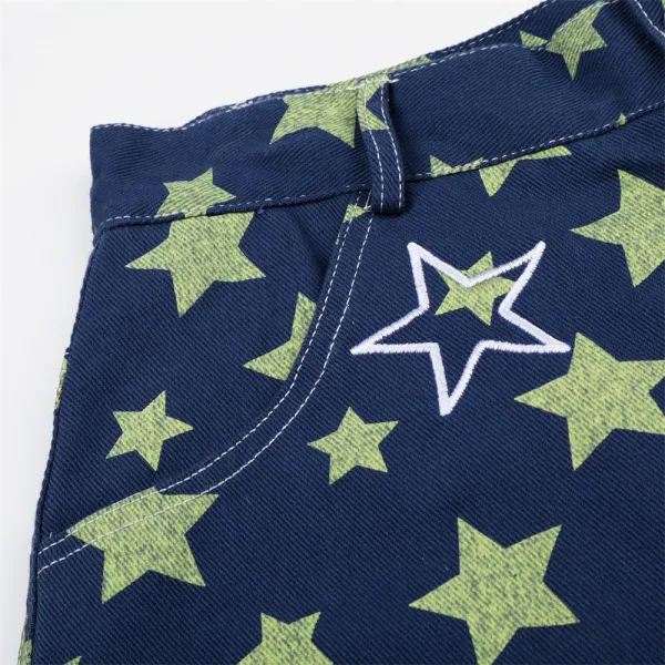 Design Star Print Denim Shorts Navy - 10