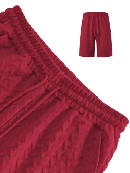 Design Textured Chevron Polo and Shorts Set White - 34