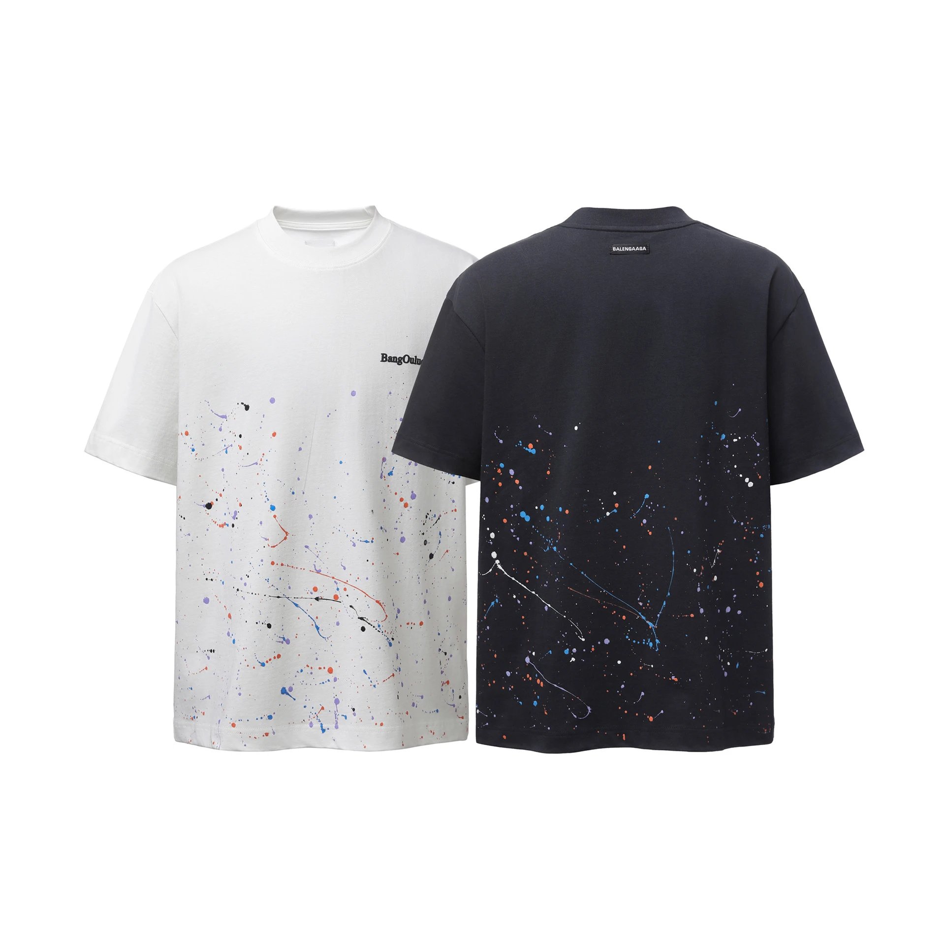Design BangOuluo Splatter Print White T-Shirt T-Shirts - 5