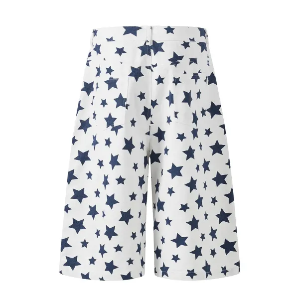 Design Star Print Denim Shorts Navy - 6
