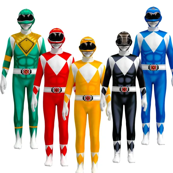 Design Mighty Morphin Power Rangers Green Ranger Costume Full Body Suit Clothing - 3