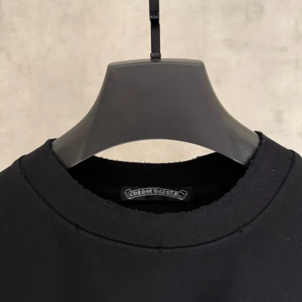 Chrome Hearts Cross Embroidered Distressed Black T-Shirt - 16