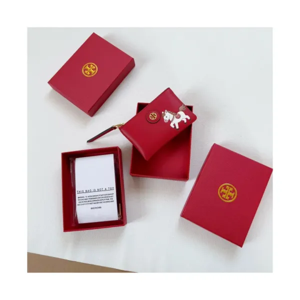 Tory Burch Horse Charm Zip Pouch Red Clutch Clutches - 4