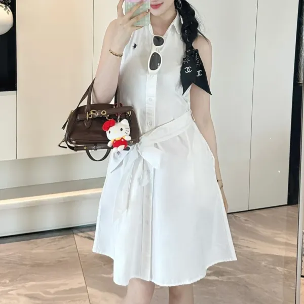 Polo Ralph Lauren Sleeveless Shirt Dress White - 1