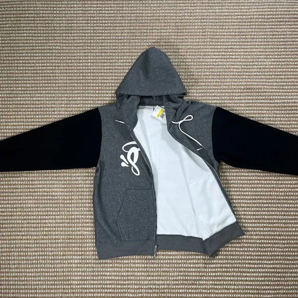 Design Logo Hoodie and Sweatpants Set Charcoal Gray Tracksuit - 7