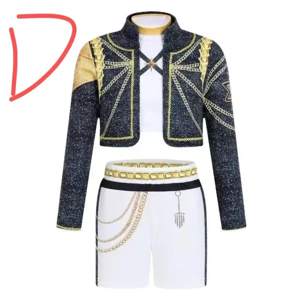 Design Starry Night Crop Top and Skirt Set Black White Gold - 9