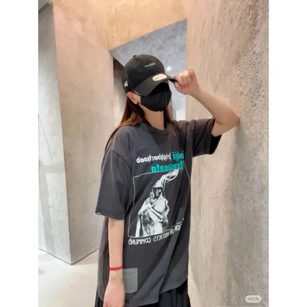 Yohji Yamamoto x Neighborhood Collaboration Graphic Tee Charcoal Gray T-Shirt - 10