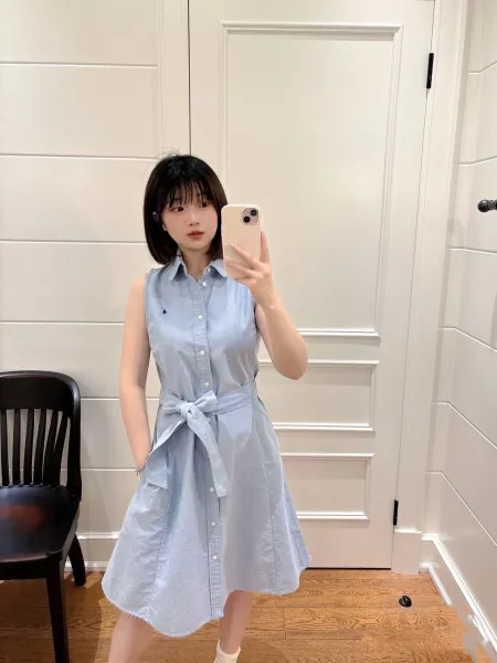 Polo Ralph Lauren Sleeveless Shirt Dress Light Blue - 1