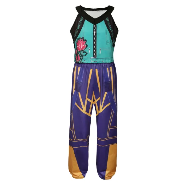 Design Graphic Crop Top and Paneled Joggers Set Multicolor Activewear - 6
