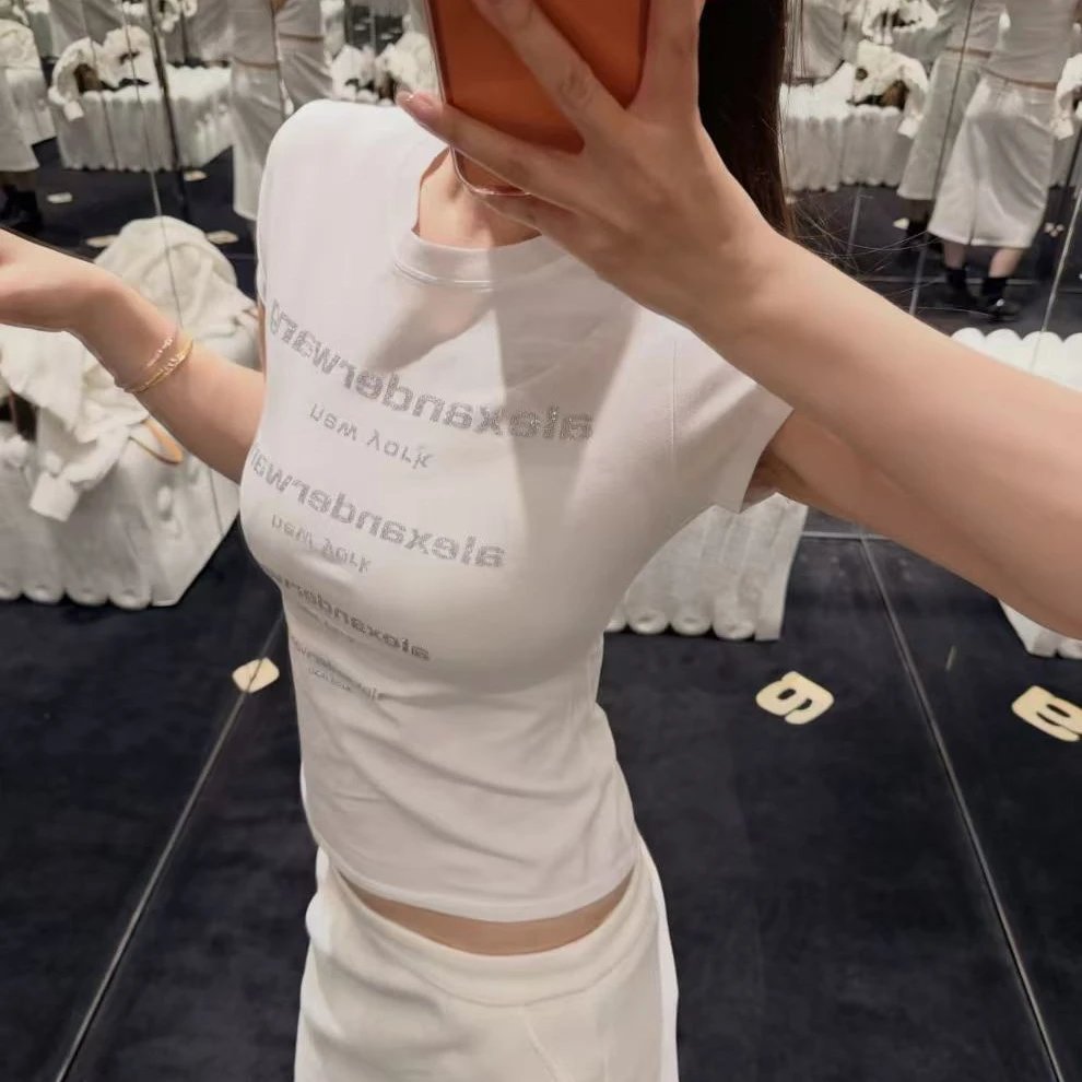 Alexander Wang White Logo Print Crew Neck T-Shirt