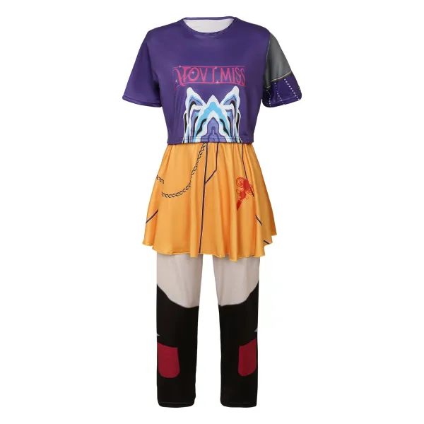 Design Graphic Crop Top and Paneled Joggers Set Multicolor Activewear - 16