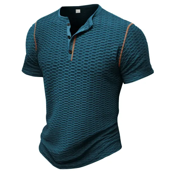 Design Henley T-Shirt Teal Textured - 28