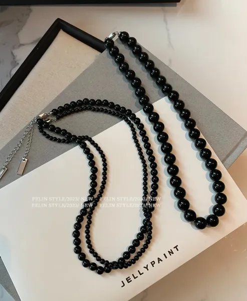 Design Black Onyx Bead Choker Necklace Jewelry - 11