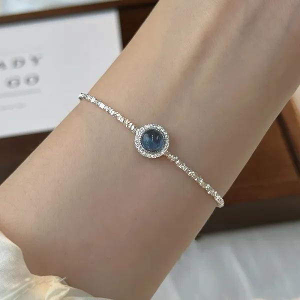 Design Crystal-Embellished Blue Cabochon Bracelet Jewelry - 6