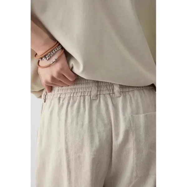 Design Striped Oversized T-Shirt and Beige Pleated Trousers with White Platform Sneakers Pants - 10