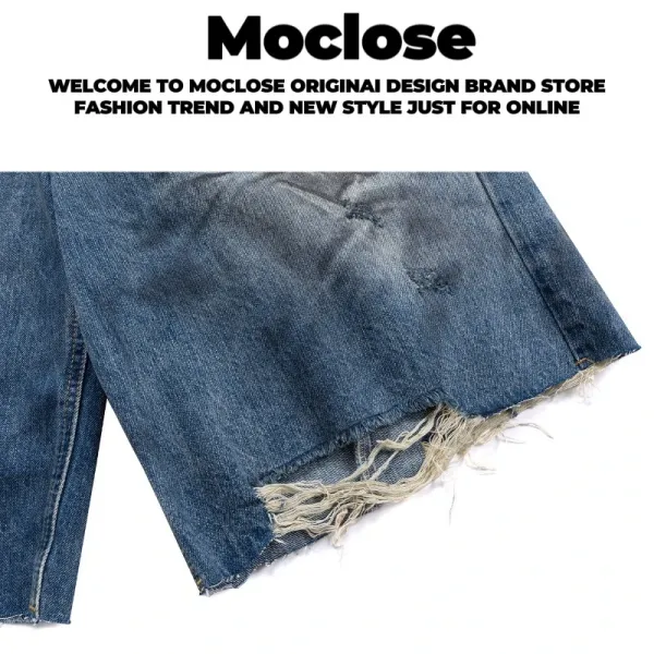 Design Moclose Brand Distressed Wide-Leg Denim Shorts Blue Shorts - 25