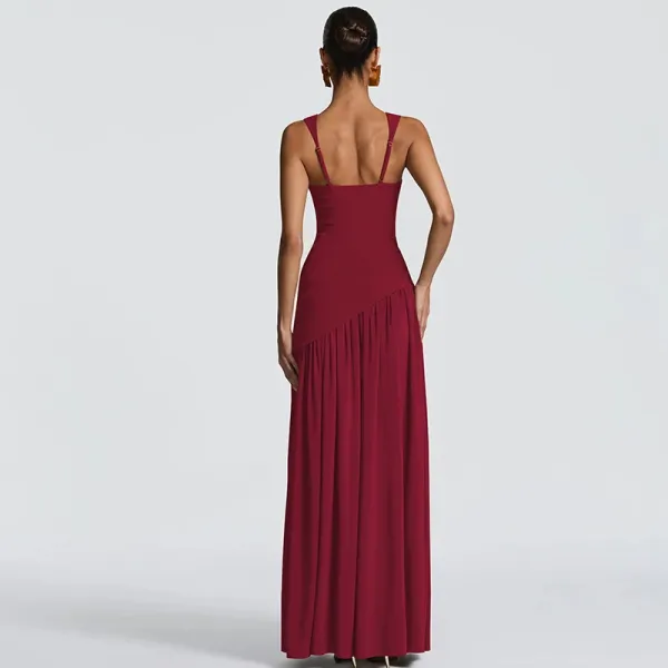 Design High-Neck Slit Gown Navy Formal Dress - 10