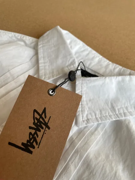 Stussy Pleated Short-Sleeve Shirt in Seafoam Green and White - 10