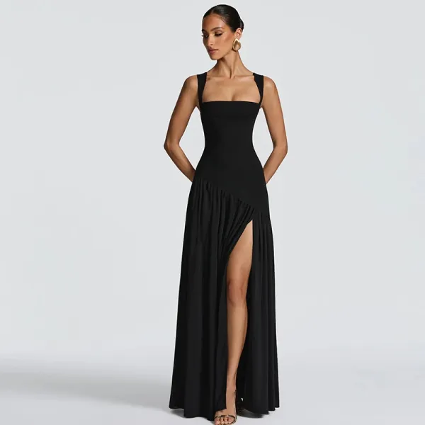 Design High-Neck Slit Gown Navy Formal Dress - 19