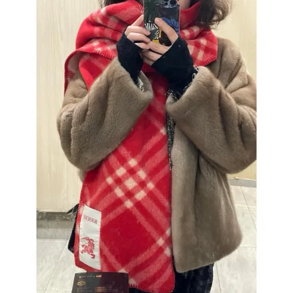 Burberry Classic Check Cashmere Scarf Red Scarves - 12