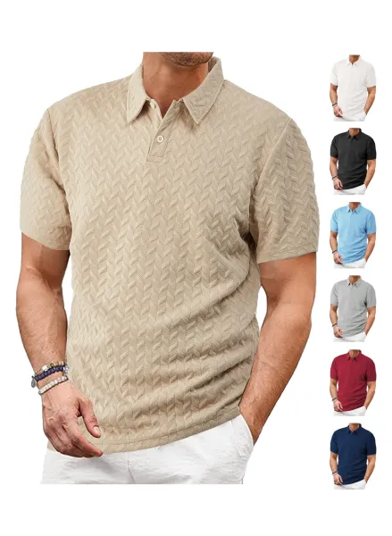 Design Textured Chevron Polo and Shorts Set White - 38