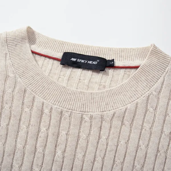 Design Ribbed Knit Short-Sleeve Sweater Light Gray - 13