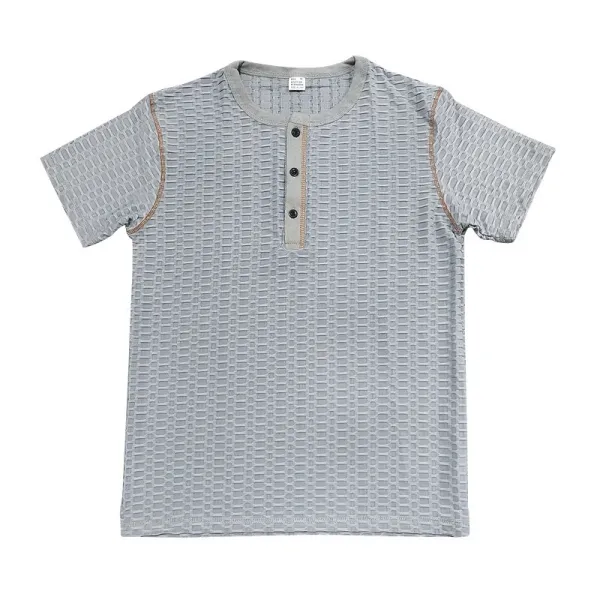 Design Henley T-Shirt Teal Textured - 39