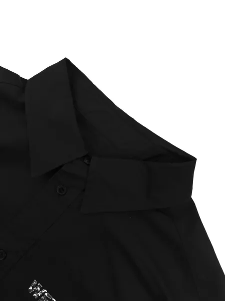 Design WE11DONE Short-Sleeve Button-Up Shirt Black Shirt - 5