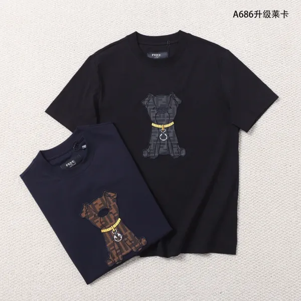 Fendi Dog Embroidery Black T-Shirt - 3