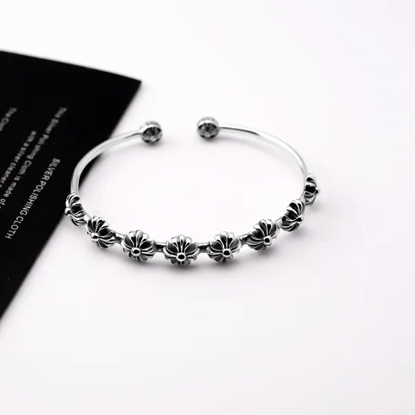 Design Fleur-de-Lis Shield Cuff Bracelet Silver Jewelry - 2