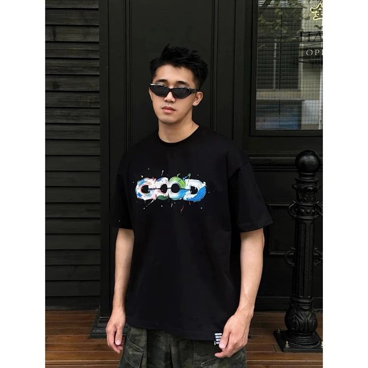 Design COOGI World Map Print Black T-Shirt T-Shirts - 14
