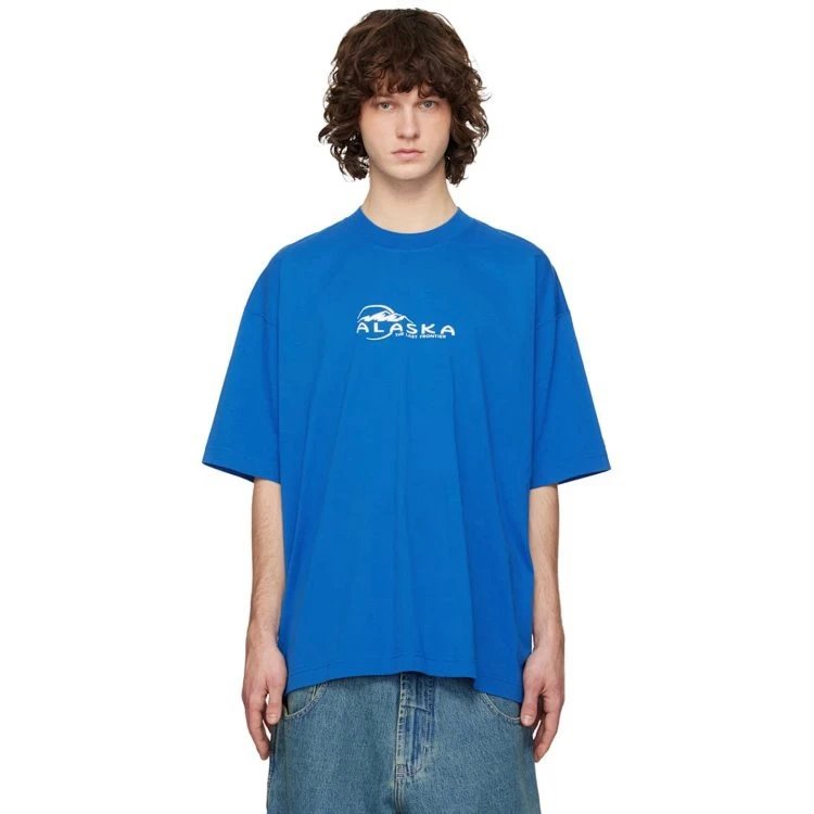 Alaska Graphic Print Royal Blue Oversized T-Shirt