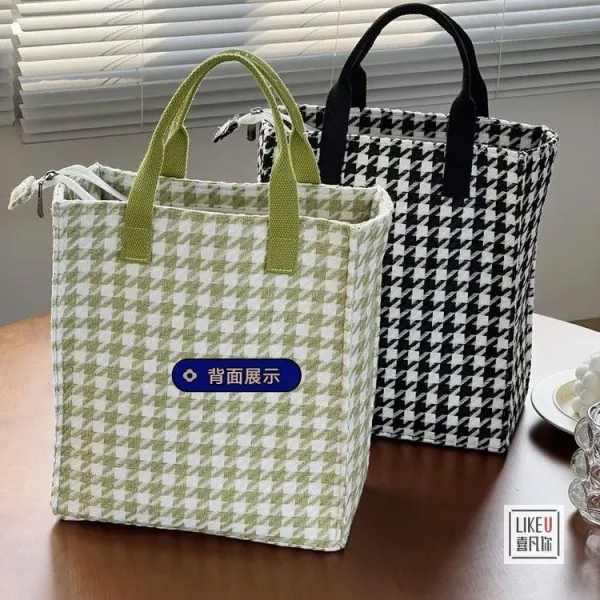 Design LIKEU Houndstooth Green Tote Bag - 11