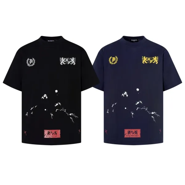 Design BLACKETT Heraldic Print Black Oversized T-Shirt T-Shirts - 2