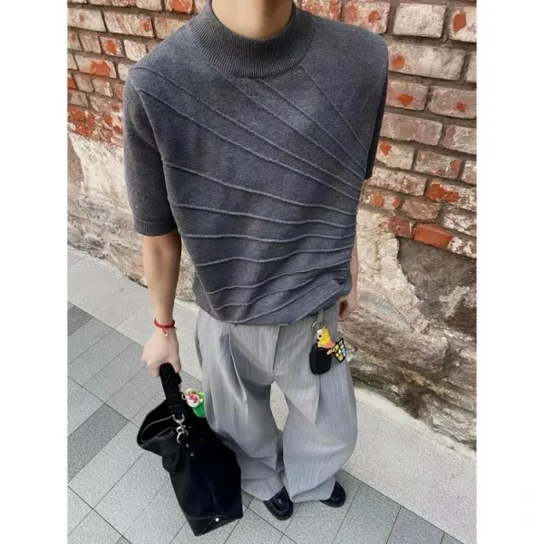 Design Short-Sleeve Turtleneck Sweater Gray - 4