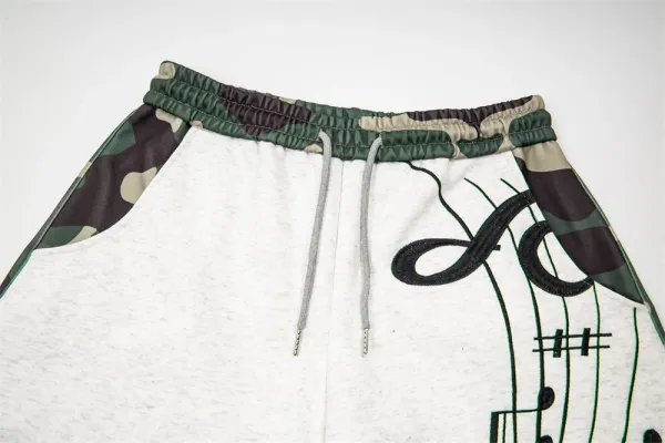 Design Music Note Print & Camo Sweatpants Set - 6