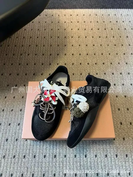 Maison Margiela Tabi Sneakers Black Mesh with Decorative Laces and Charms - 26
