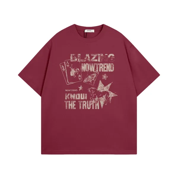 Design NTVG Blazing Nowtrend Graphic Print Burgundy T-Shirt T-Shirts - 1