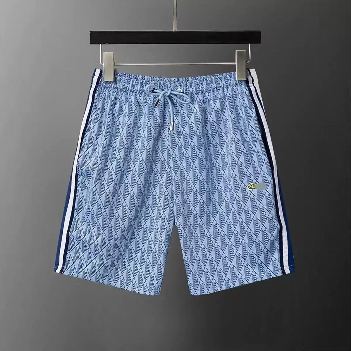 Patterned Swim Shorts Navy Blue White Geometric Print Boardshorts