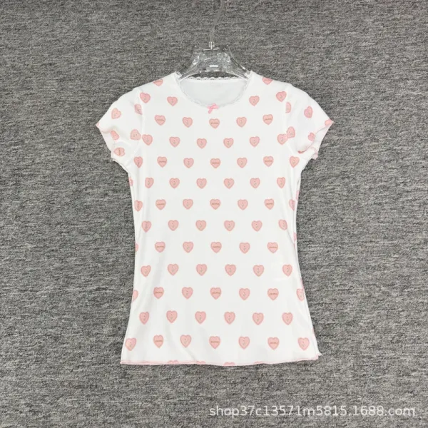 Design Heart Print Sleeveless A-Line Dress White Pink - 11
