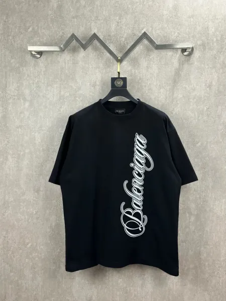 Balenciaga Script Logo Black T-Shirt - 1