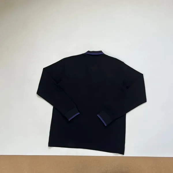 Needles Henley Long Sleeve Black Navy Trim Top - 13