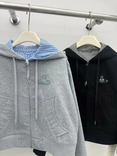 Vivienne Westwood Orb Logo Zip-Up Hoodie Gray - 13