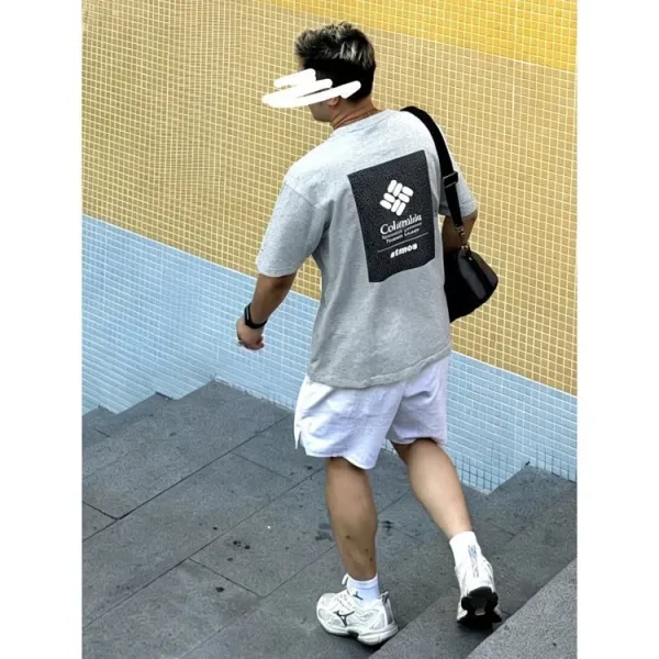 Design Columbia x atmos Collaboration Logo Back Print T-Shirt Gray T-Shirts - 16
