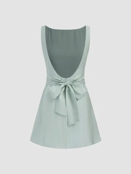 Design Sleeveless Square-Neck Ruched Mini Dress Mint Green - 16