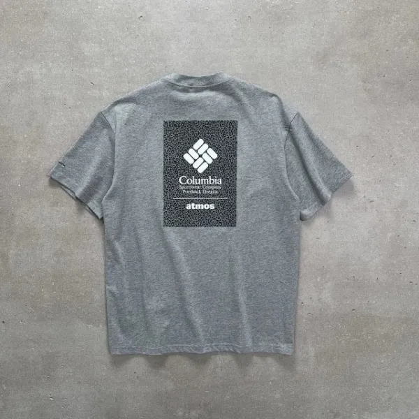 Design Columbia x atmos Collaboration Logo Back Print T-Shirt Gray T-Shirts - 21