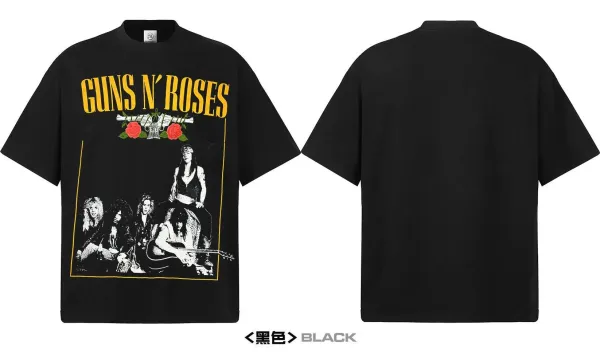 Design Guns N' Roses Band Graphic T-Shirt Beige T-Shirts - 13