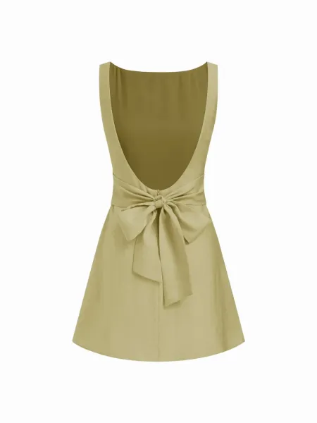 Design Sleeveless Square-Neck Ruched Mini Dress Mint Green - 31