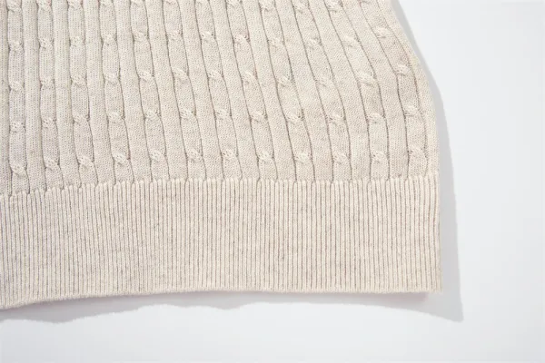 Design Ribbed Knit Short-Sleeve Sweater Light Gray - 17